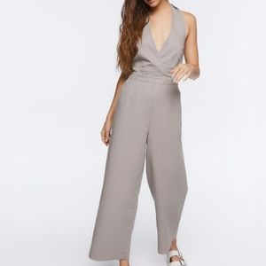 Tie back Jumpsuit. Khaki halter jumper size M